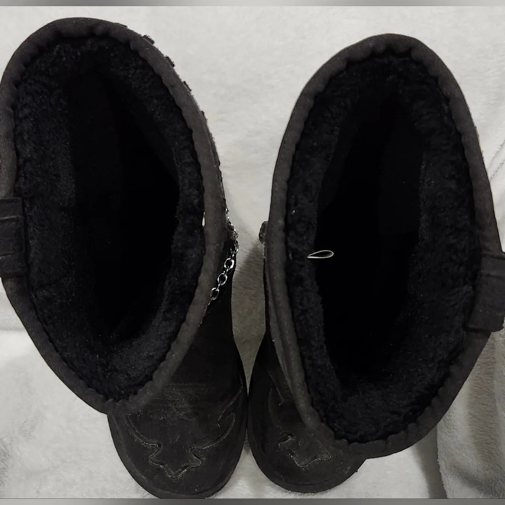 Montana West black faux suede Winter boots faux fur lining women's size 6